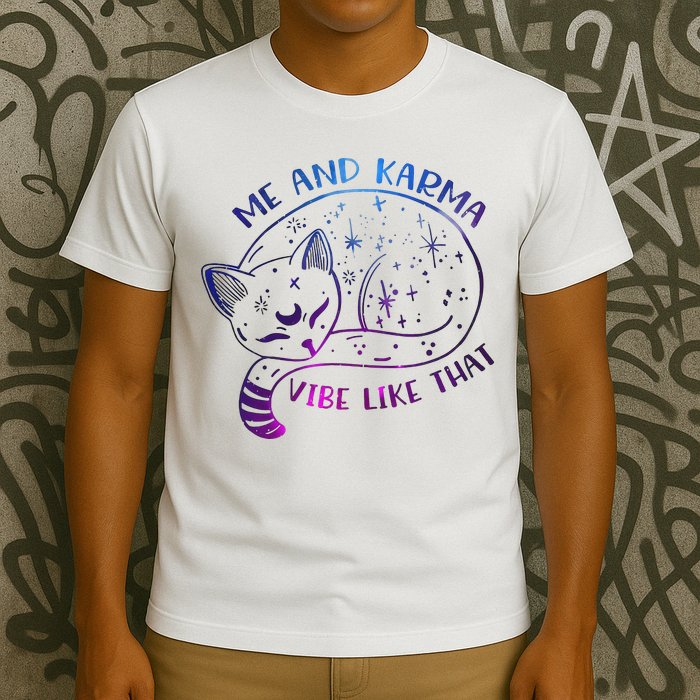 Me And Karma Vibe Like That Karma Is A Cat Purring In My Lap  T-Shirt