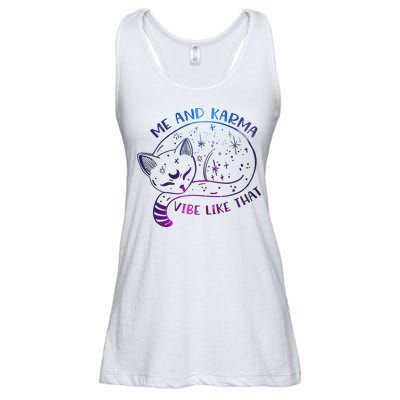 Me And Karma Vibe Like That Karma Is A Cat Purring In My Lap  Ladies Essential Flowy Tank