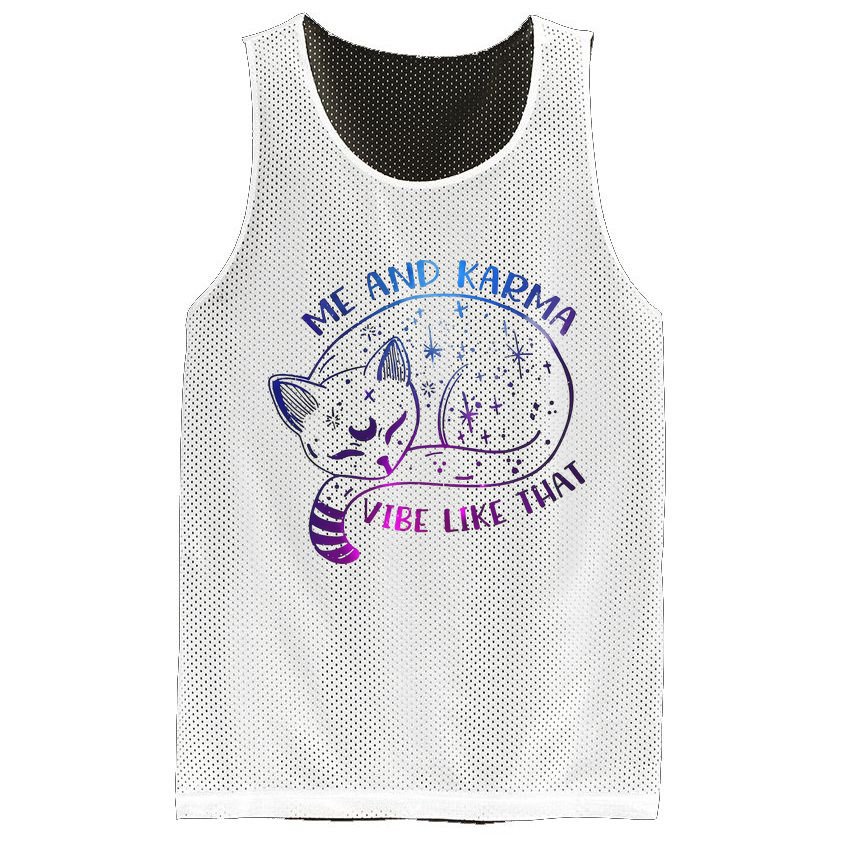 Me And Karma Vibe Like That Karma Is A Cat Purring In My Lap  Mesh Reversible Basketball Jersey Tank