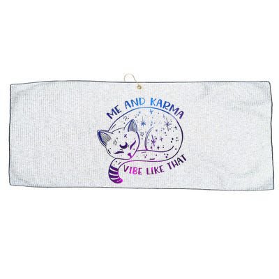 Me And Karma Vibe Like That Karma Is A Cat Purring In My Lap  Large Microfiber Waffle Golf Towel