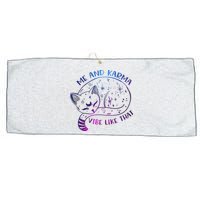 Me And Karma Vibe Like That Karma Is A Cat Purring In My Lap  Large Microfiber Waffle Golf Towel