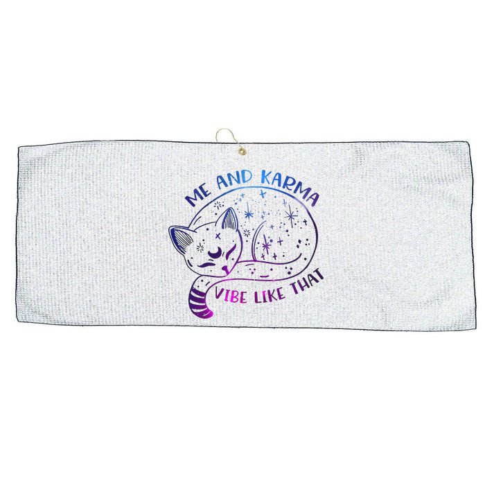 Me And Karma Vibe Like That Karma Is A Cat Purring In My Lap  Large Microfiber Waffle Golf Towel