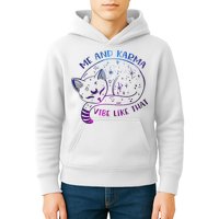 Me And Karma Vibe Like That Karma Is A Cat Purring In My Lap  Kids Hoodie