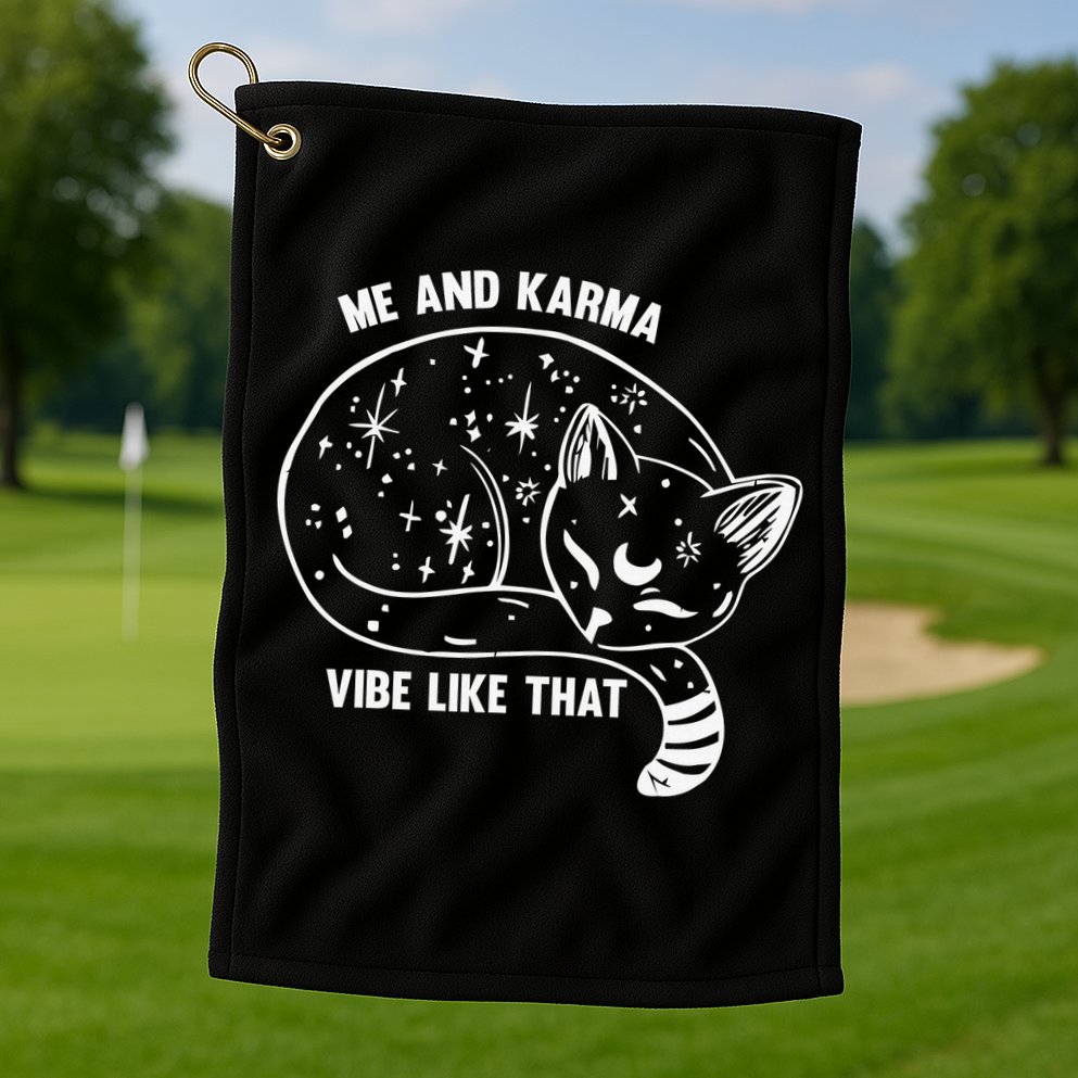Me and Karma vibe like that Golf Towel