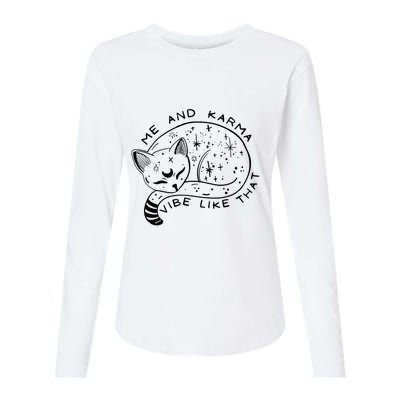 Me And Karma Vibe Like That Funny Lazy Cat Womens Cotton Relaxed Long Sleeve T-Shirt