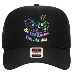 Me And Karma Vibe Like That Lazy Cat Lover Design High Crown Mesh Back Trucker Hat