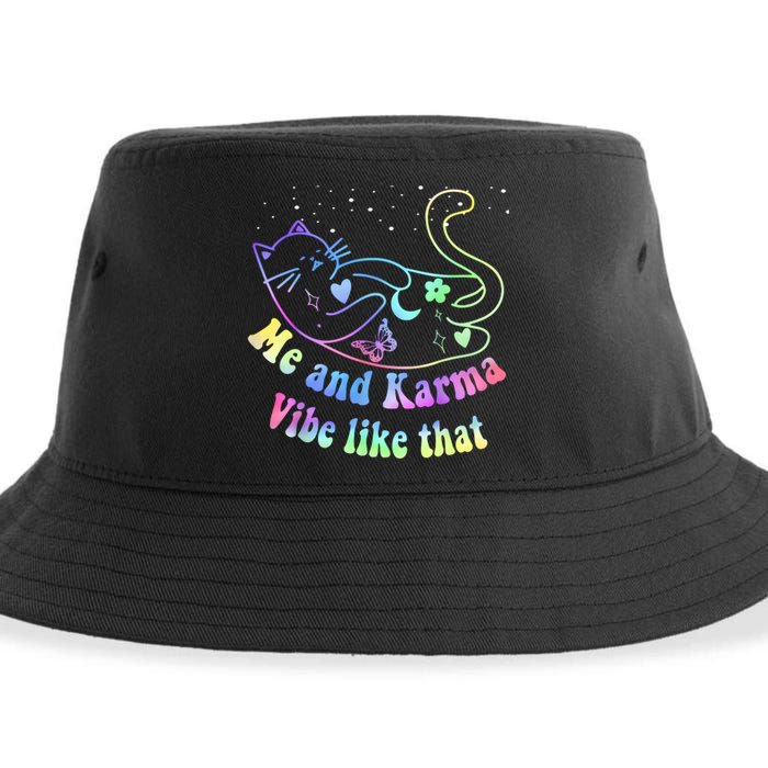 Me And Karma Vibe Like That Lazy Cat Lover Design Sustainable Bucket Hat