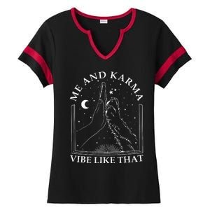 Me And Karma Vibe Like That Funny Cat Paw Ladies Halftime Notch Neck Tee