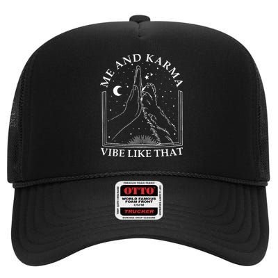 Me And Karma Vibe Like That Funny Cat Paw High Crown Mesh Back Trucker Hat