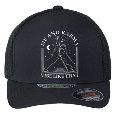 Me And Karma Vibe Like That Funny Cat Paw Flexfit Unipanel Trucker Cap