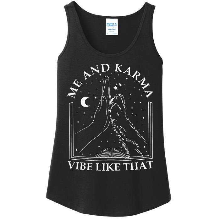 Me And Karma Vibe Like That Funny Cat Paw Ladies Essential Tank