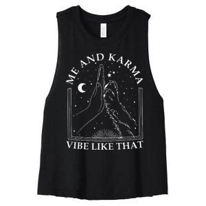 Me And Karma Vibe Like That Funny Cat Paw Women's Racerback Cropped Tank