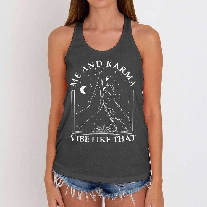 Me And Karma Vibe Like That Funny Cat Paw Women's Knotted Racerback Tank