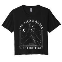 Me And Karma Vibe Like That Funny Cat Paw Women's Crop Top Tee