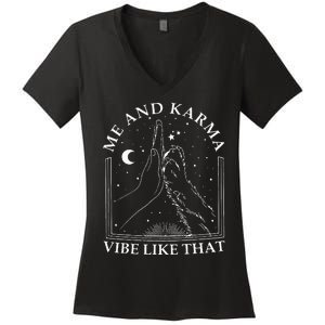 Me And Karma Vibe Like That Funny Cat Paw Women's V-Neck T-Shirt