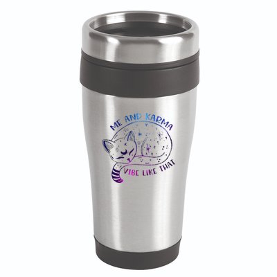 me and karma vibe like that karma is a cat purring in my lap 16oz Travel Tumbler