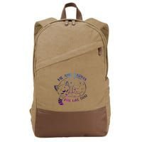 me and karma vibe like that karma is a cat purring in my lap Cotton Canvas Backpack