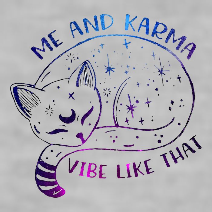 me and karma vibe like that karma is a cat purring in my lap Ladies PosiCharge Tri-Blend Wicking Tank