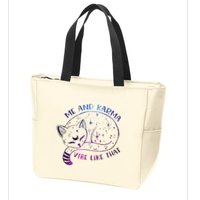 me and karma vibe like that karma is a cat purring in my lap Zip Tote Bag