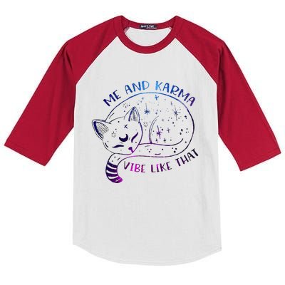 me and karma vibe like that karma is a cat purring in my lap Kids Colorblock Raglan Jersey