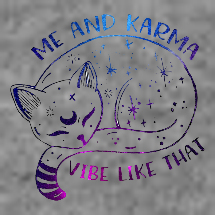 me and karma vibe like that karma is a cat purring in my lap 7-Panel Snapback Hat
