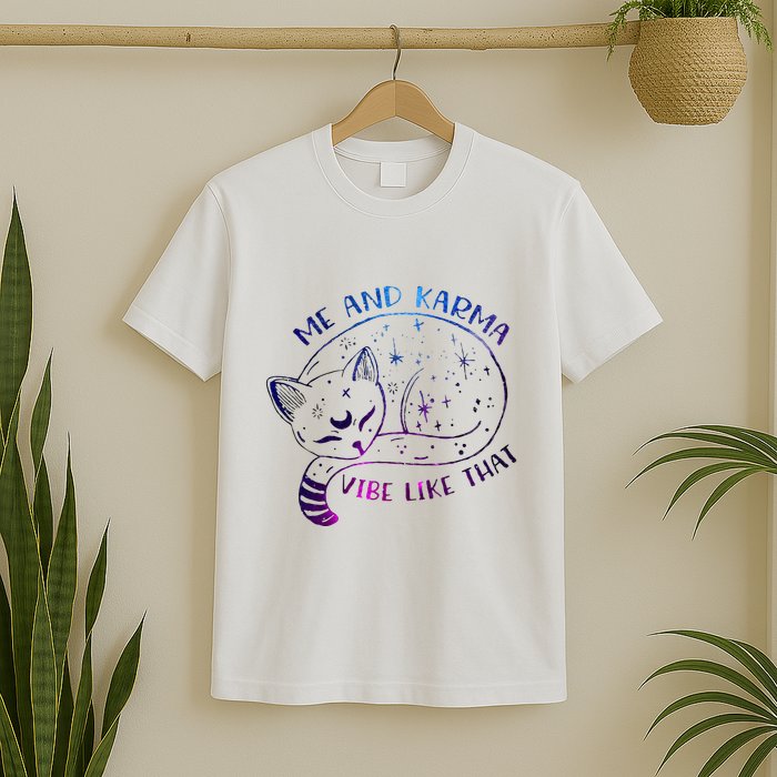 me and karma vibe like that karma is a cat purring in my lap T-Shirt