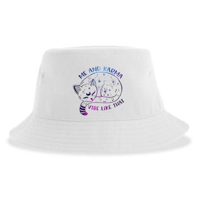 me and karma vibe like that karma is a cat purring in my lap Sustainable Bucket Hat