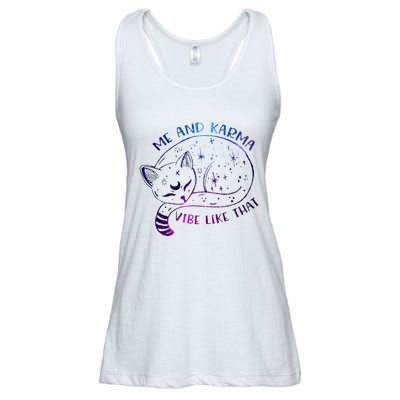 me and karma vibe like that karma is a cat purring in my lap Ladies Essential Flowy Tank