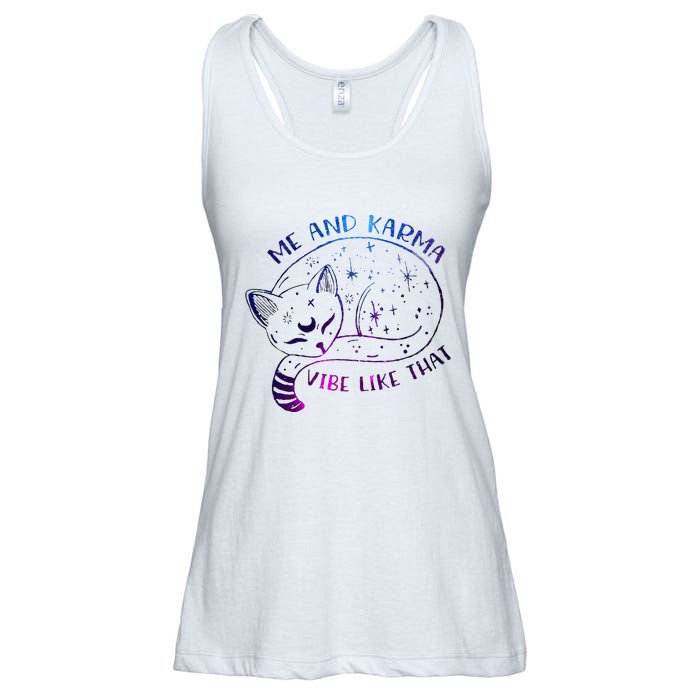 me and karma vibe like that karma is a cat purring in my lap Ladies Essential Flowy Tank