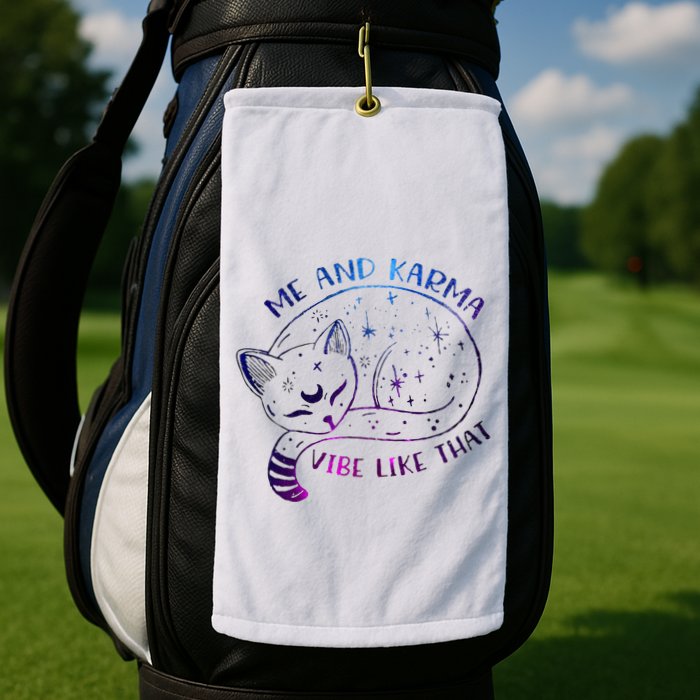 me and karma vibe like that karma is a cat purring in my lap Golf Towel