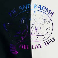 me and karma vibe like that karma is a cat purring in my lap Infant Baby Jersey Bodysuit