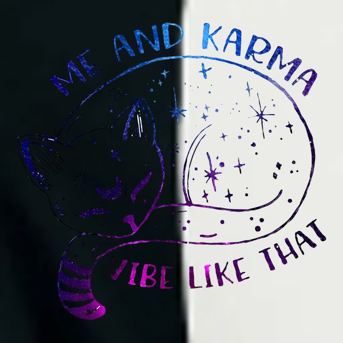 me and karma vibe like that karma is a cat purring in my lap Infant Baby Jersey Bodysuit