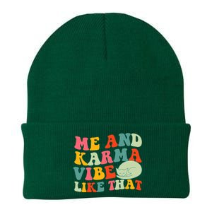 Me And Karma Vibe Like That Funny Groovy Cat Knit Cap Winter Beanie