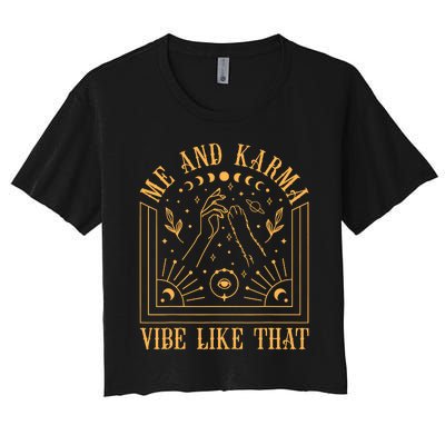 Me And Karma Vibe Like That Cat Moon At Midnight Cute Women's Crop Top Tee