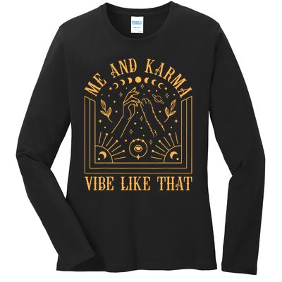 Me And Karma Vibe Like That Cat Moon At Midnight Cute Ladies Long Sleeve Shirt