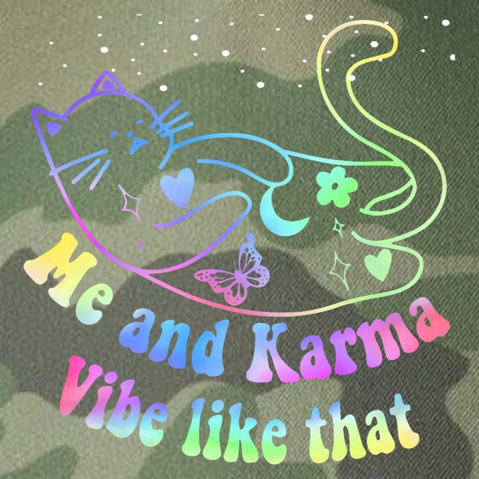 Me And Karma Vibe Like That Lazy Cat Lover Design Legacy Tie Dye Trucker Hat