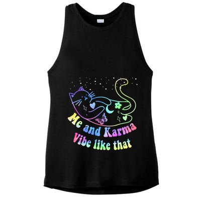 Me And Karma Vibe Like That Lazy Cat Lover Design Ladies PosiCharge Tri-Blend Wicking Tank