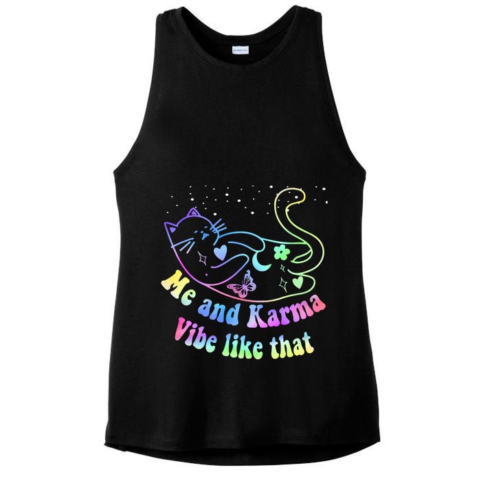 Me And Karma Vibe Like That Lazy Cat Lover Design Ladies PosiCharge Tri-Blend Wicking Tank