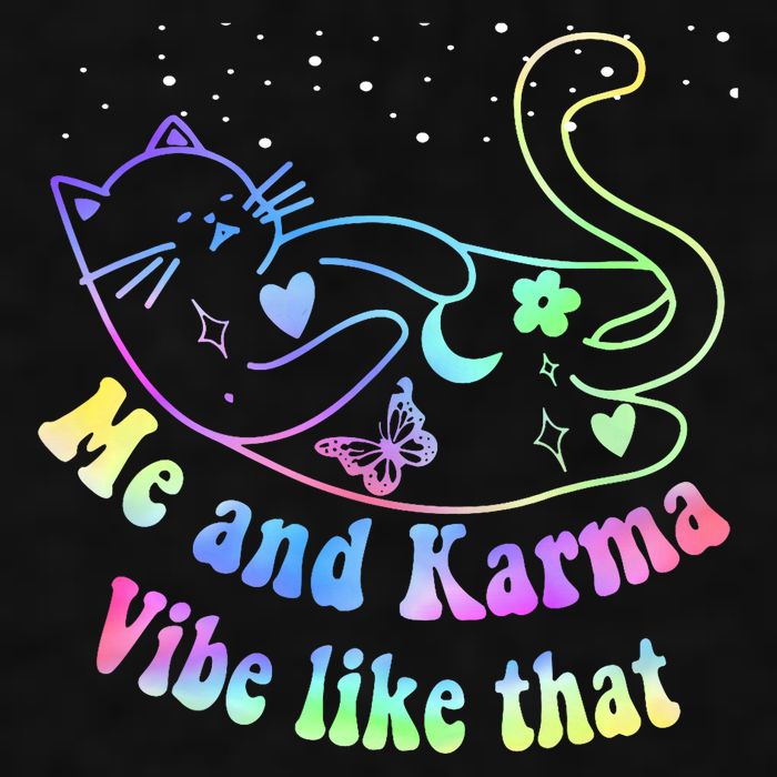 Me And Karma Vibe Like That Lazy Cat Lover Design Ladies PosiCharge Tri-Blend Wicking Tank