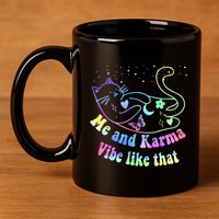 Me And Karma Vibe Like That Lazy Cat Lover Design 11oz C Handle Ceramic Mug