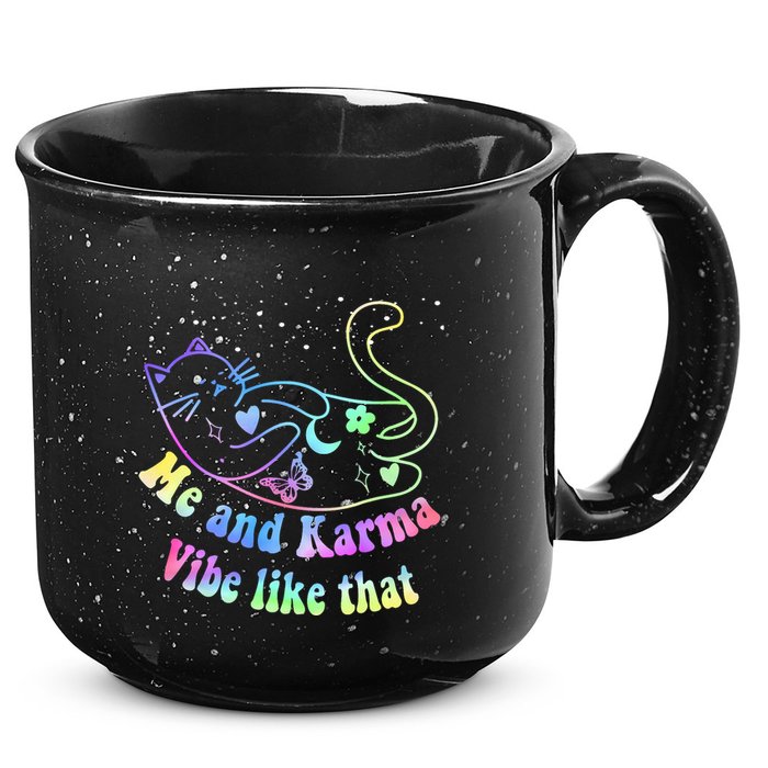 Me And Karma Vibe Like That Lazy Cat Lover Design 15oz Campfire Ceramic Mug