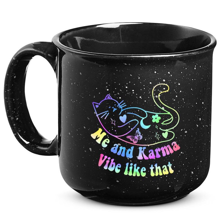 Me And Karma Vibe Like That Lazy Cat Lover Design 15oz Campfire Ceramic Mug