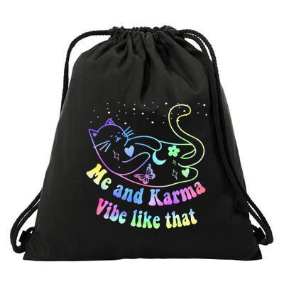 Me And Karma Vibe Like That Lazy Cat Lover Design Drawstring Bag