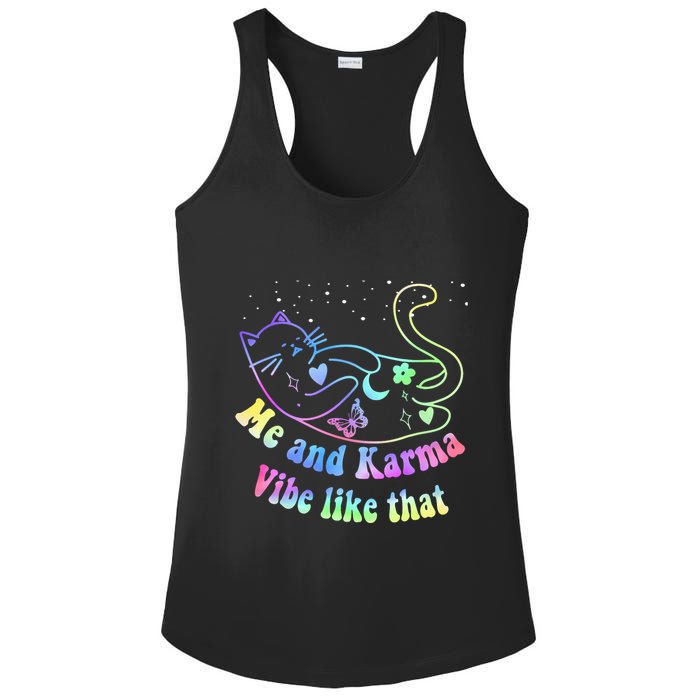 Me And Karma Vibe Like That Lazy Cat Lover Design Ladies PosiCharge Competitor Racerback Tank