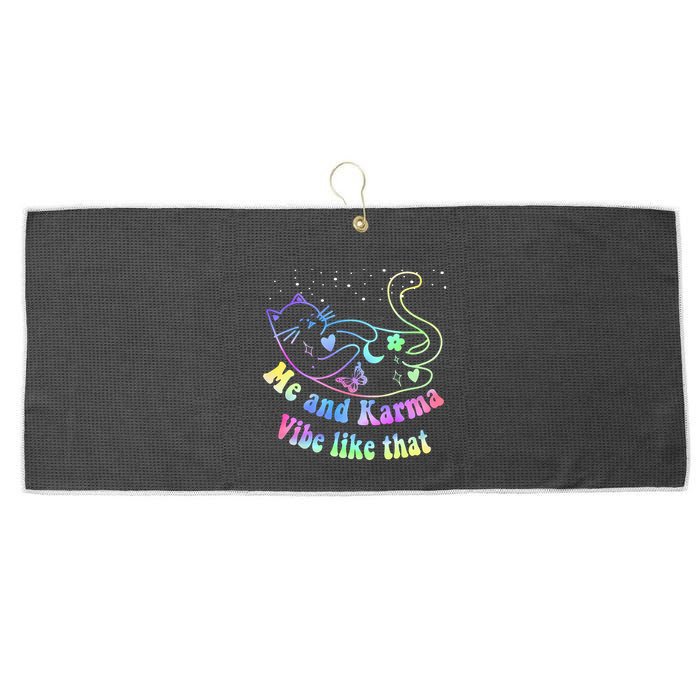Me And Karma Vibe Like That Lazy Cat Lover Design Large Microfiber Waffle Golf Towel
