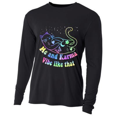 Me And Karma Vibe Like That Lazy Cat Lover Design Cooling Performance Long Sleeve Crew
