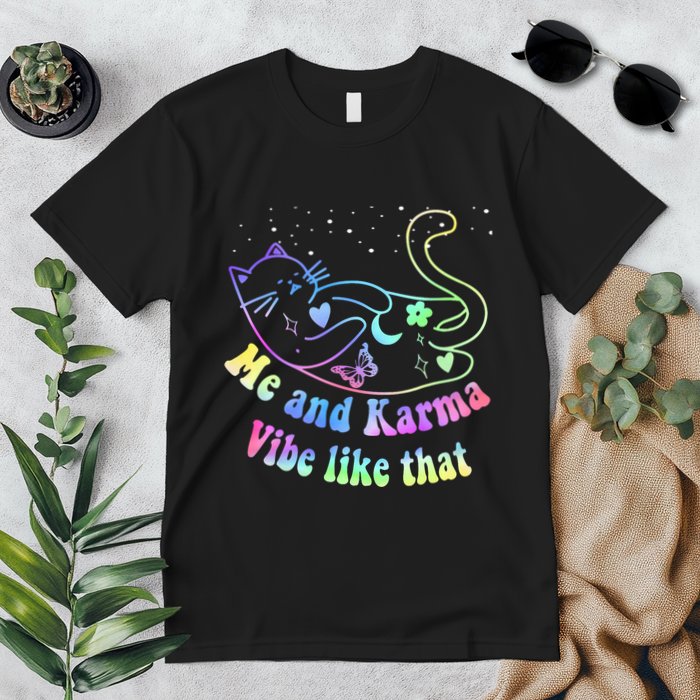 Me And Karma Vibe Like That Lazy Cat Lover Design Premium T-Shirt
