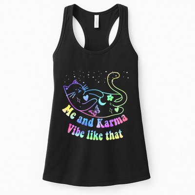 Me And Karma Vibe Like That Lazy Cat Lover Design Womens Tank Top