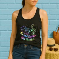 Me And Karma Vibe Like That Lazy Cat Lover Design Womens Tank Top