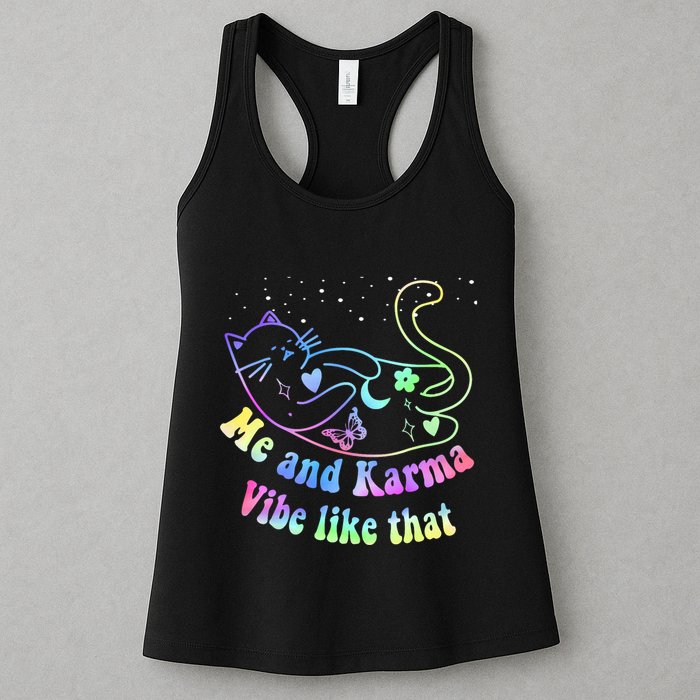 Me And Karma Vibe Like That Lazy Cat Lover Design Womens Tank Top